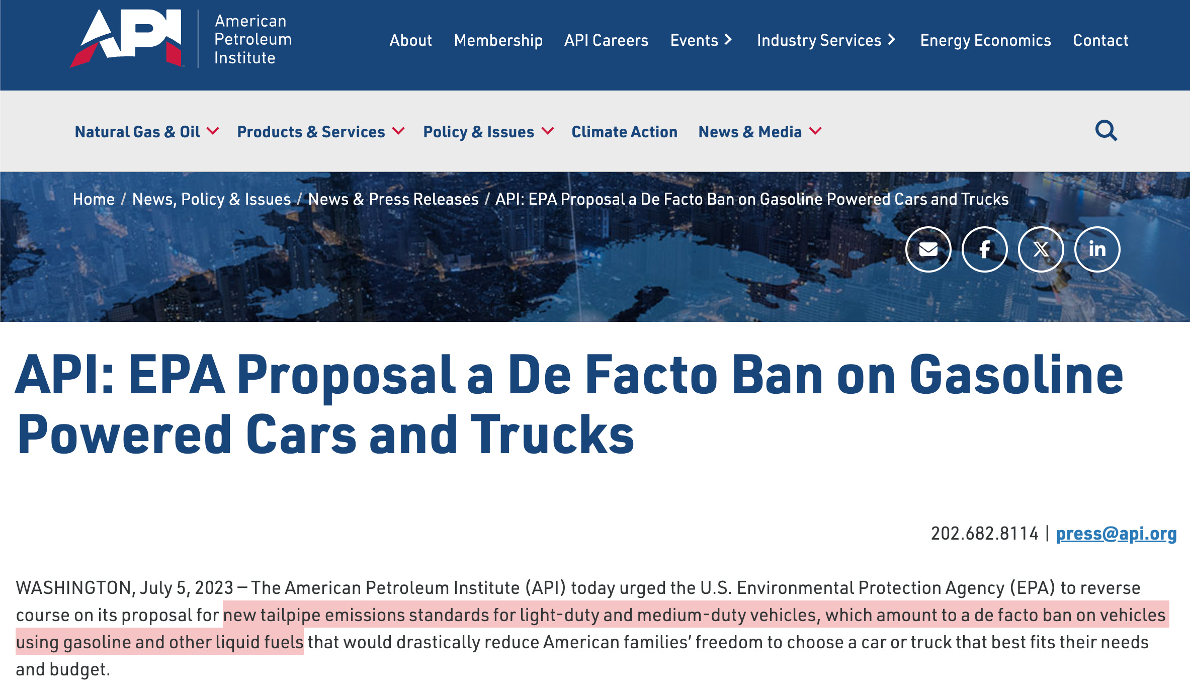  API EPA Proposal