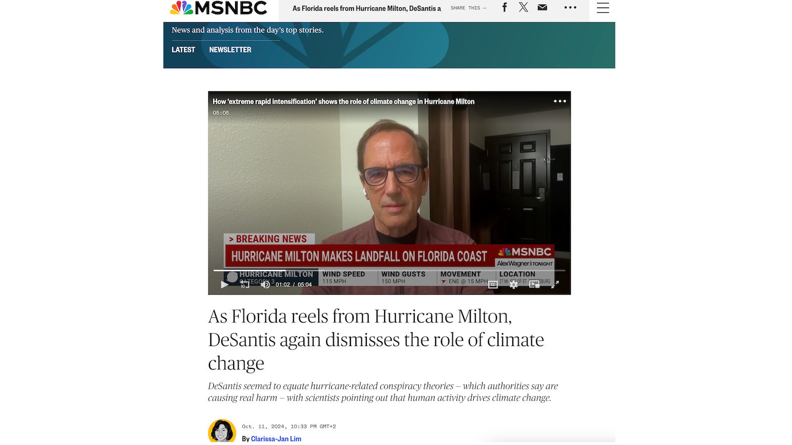 Desantis Dismisses the Role of Climate Change Hurricane Milton