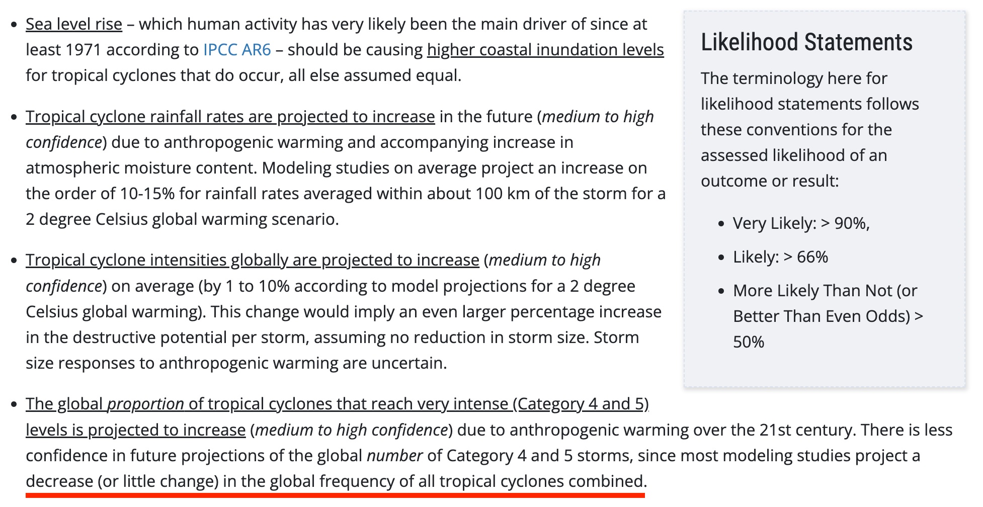 Likelihood Statement on Cyclones