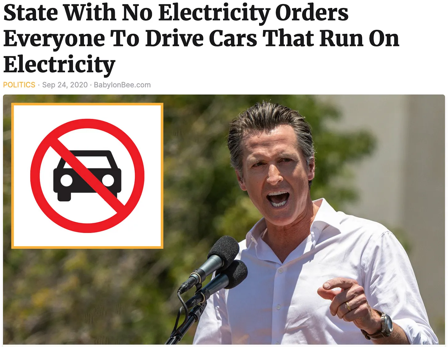 Newsom Babylon Bee meme