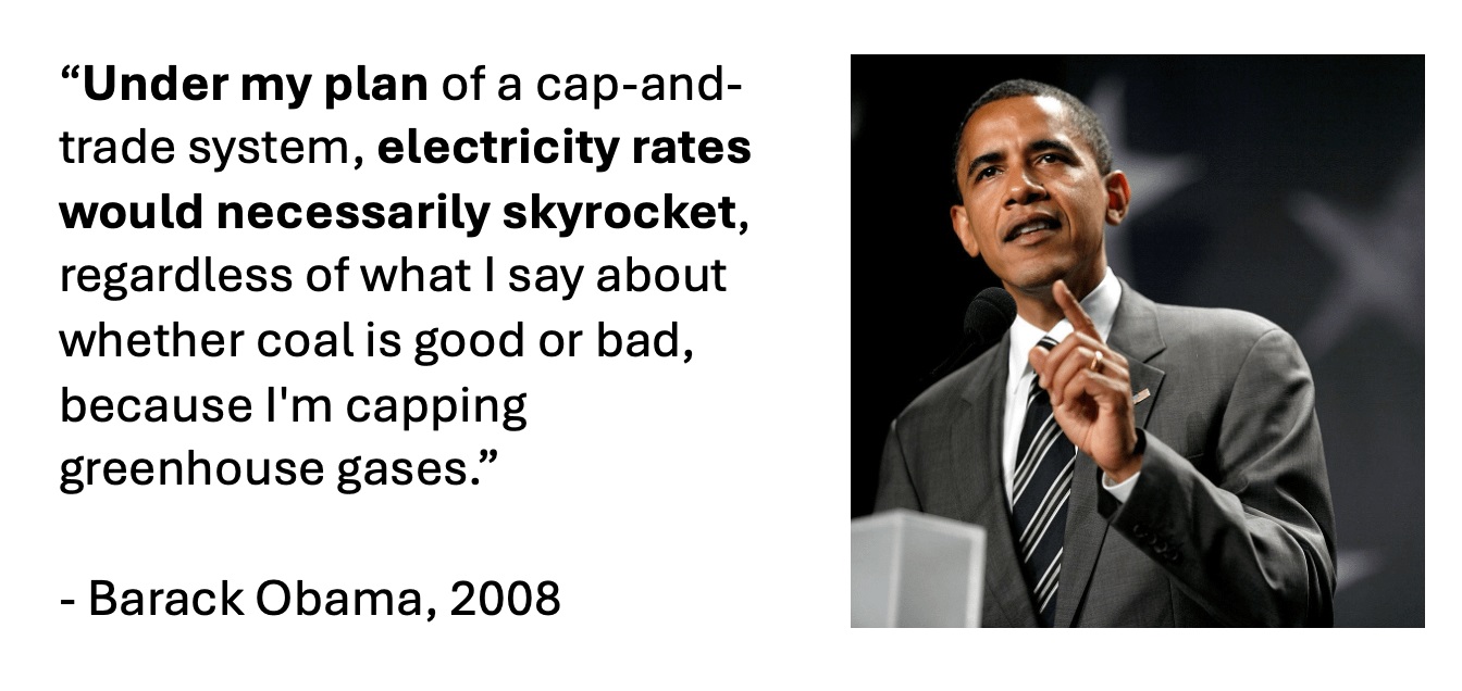 Obama Admits Electricity Rates Would Necessarily Skyrocket